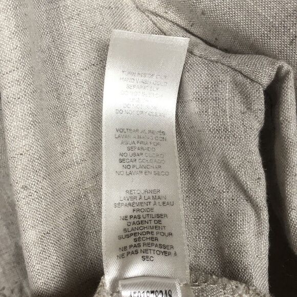 CHICO'S 100% Linen Shirt Sz 0 US Small Light Gray Beige 3/4 Sleeve‎ Pockets Zip - Picture 4 of 7